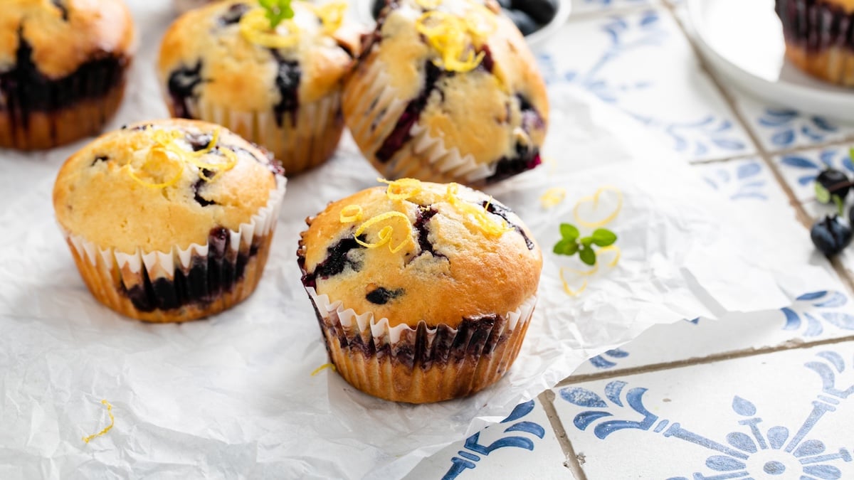 Muffins aux myrtilles et citron (sans beurre)